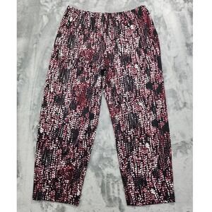 Salon Studio Pants Women PXL Black Pink Red Printed Straight Leg Pull On Stretch